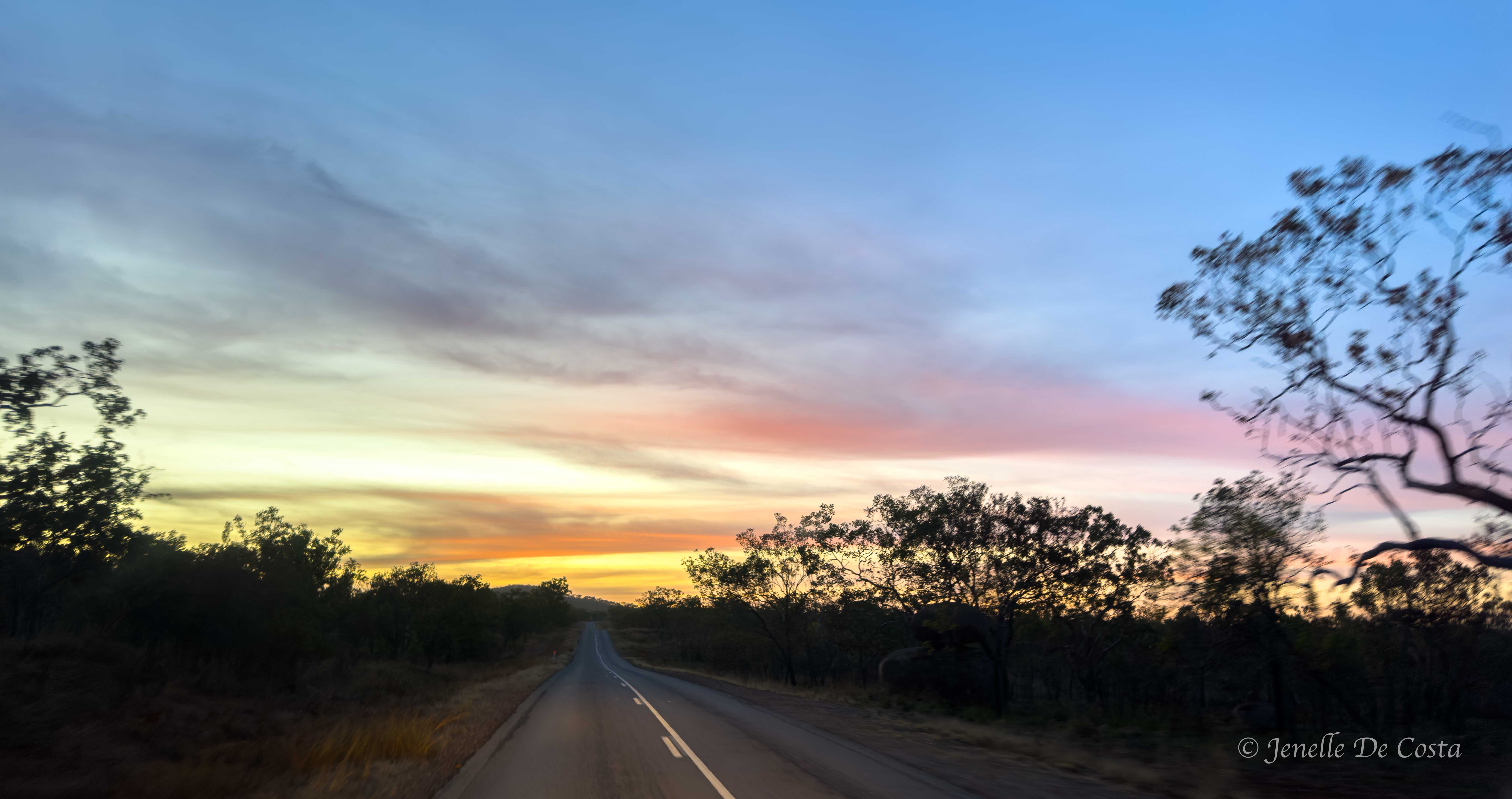 sunrise on road to edith falls